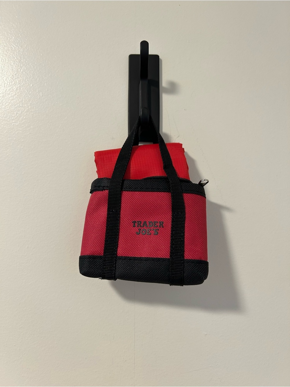 Trader Joe's Red Mini Tote Bag With Large Tote Bag Inside - Picture 3 of 7